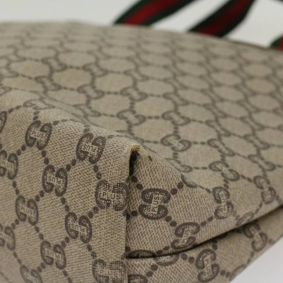 GUCCI GG Plus Canvas Web Sherry Line Tote Bag Beige Red Green Auth ep1048 - Picture 16 of 16